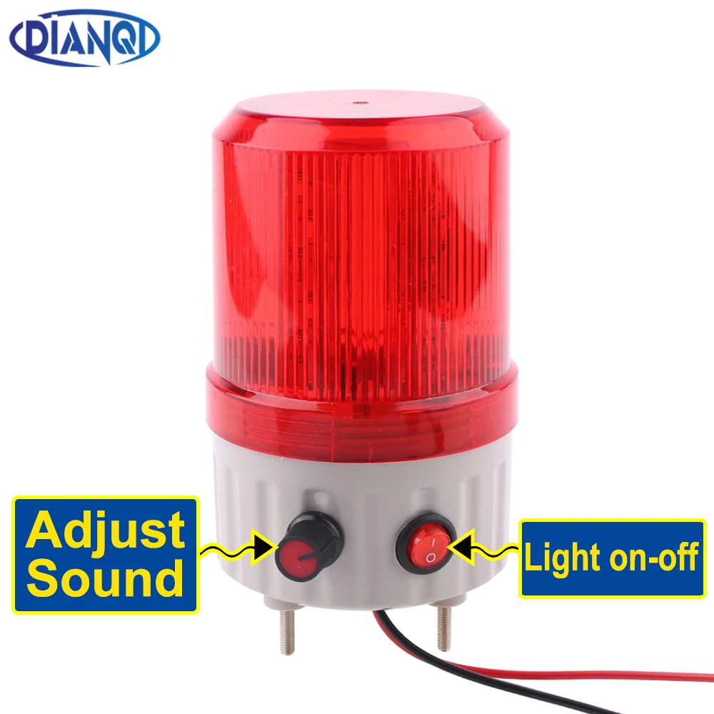 

Регулируемая громкость сигнализации Вращающаяся мигающая светодиодная лампа со звуковой сигнальной лампой 220 В 24 В Свет вкл. выкл. Красный