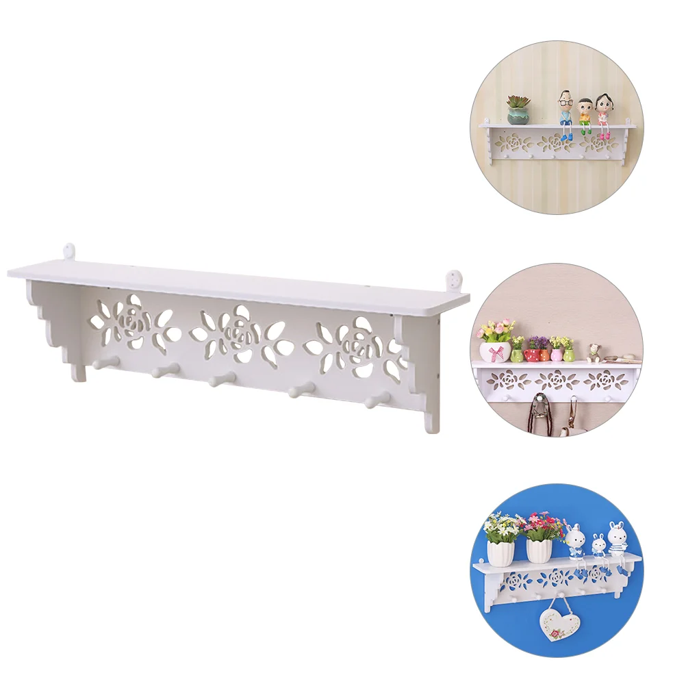 

Fashion Storage Rack Practical Storage Stand Wall Mount Shelf with Hooks