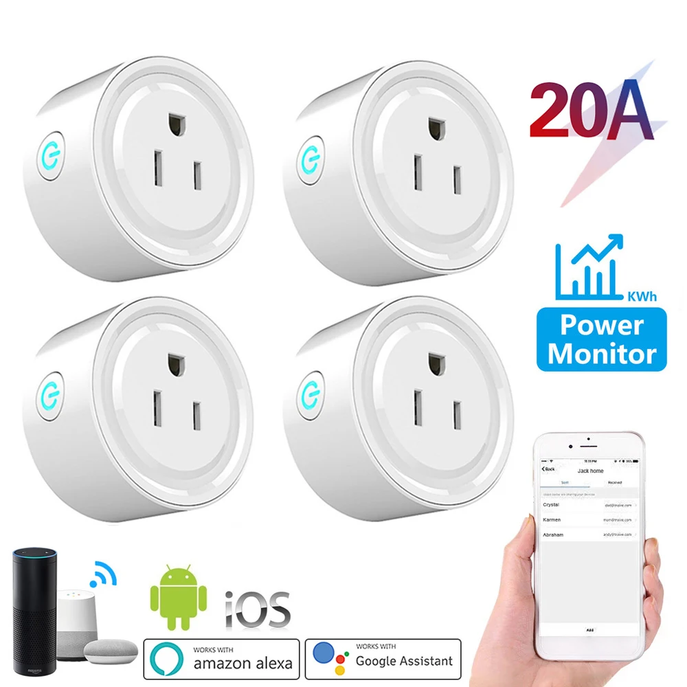 

Умная розетка с Wi-Fi и таймером, 20 А