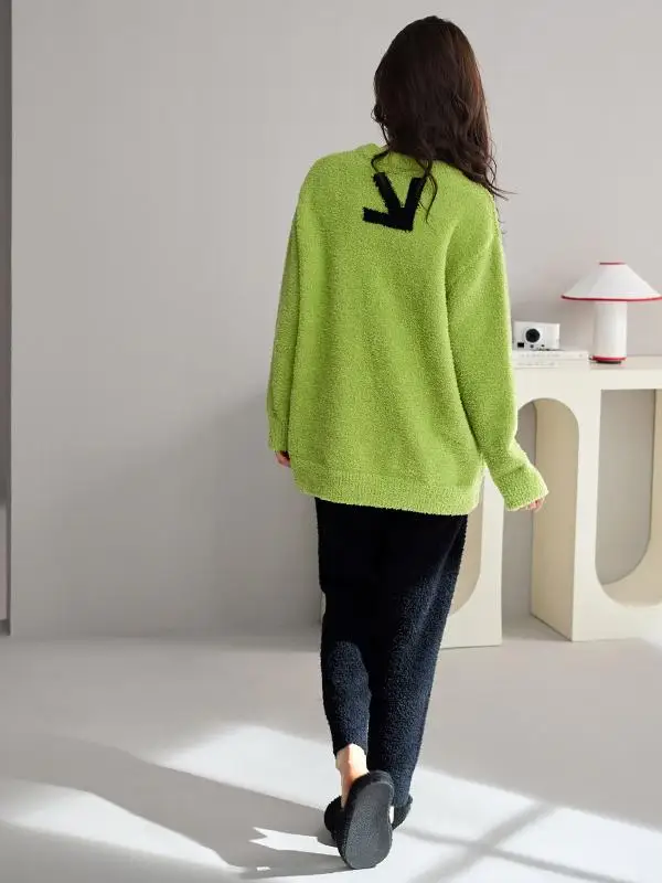 Фланелевые пижамы женские осенне-зимние полубархатные утолщенные флисовые