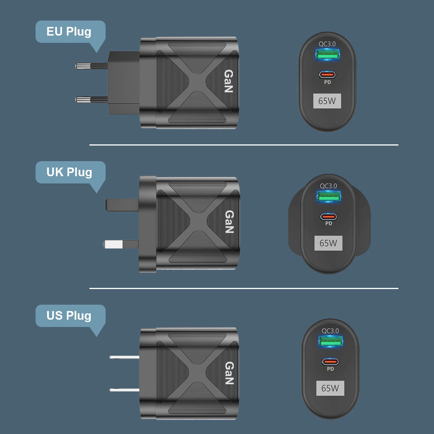 GTWIN 65W GaN зарядное устройство PD 3 0 Type-C быстрое для ноутбука MacBook Pro USB Быстрая