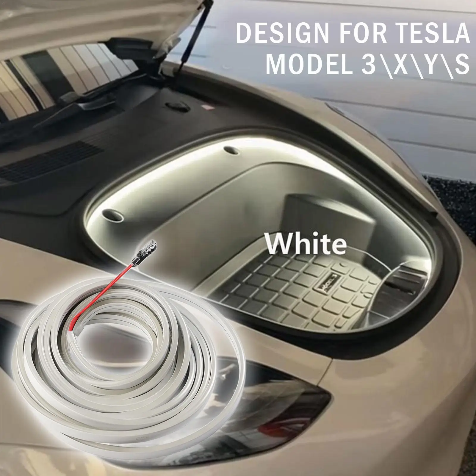 Купи Frunk Brighten LED Strip Modified Lighting for Tesla Model 3 Y S X Waterproof Front Trunk Light Strip G9E8 за 516 рублей в магазине AliExpress