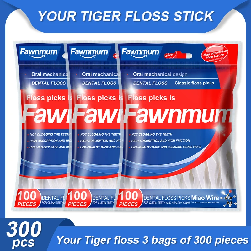 

Fawnmum 300PCS Flosser Dental Floss Picks Clean Between Teeth Toothpicks Travel Portable Zip Bag Disposable Toothbrush