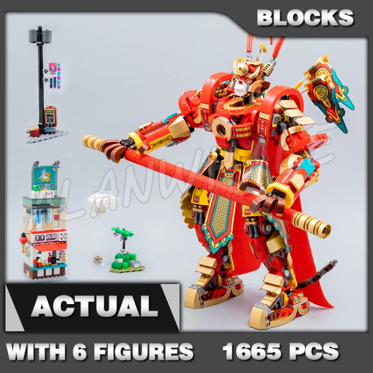 

1665pcs Monkie Kid Monkey King Warrior Bull Clone Mech Pigsy’s Noodle Store 11545 Building Blocks Sets Compatible With Model