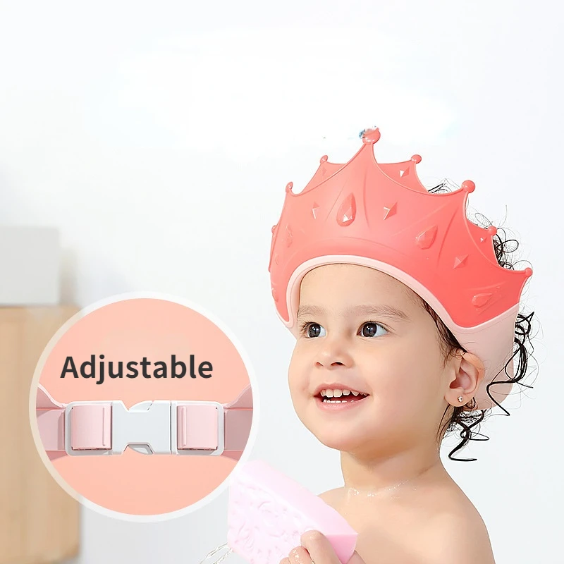 Adjustable Baby Swim Cap Bath Shampoo Eye Protection Head Shower Water Cover Baby Care Wash Hair Shower Cap For 0-6 Years Kids