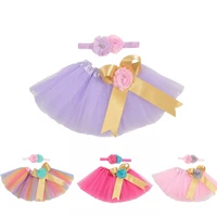 newborn baby girls bowknot tutu skirt flower headband photography prop costume infant set