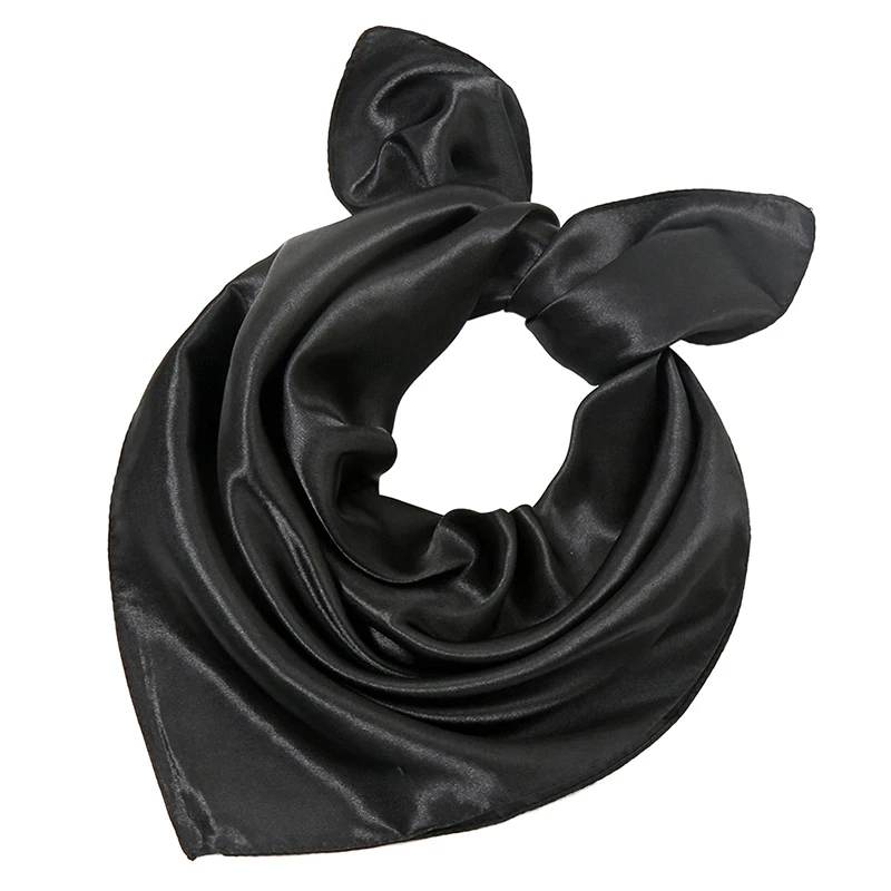 

50cm*50cm Women Small Satin Silk Scarf Square Solid Wrap Foulard Femme Handkerchief Bandana Neck Hair Skinny Tie Scarves Shawls