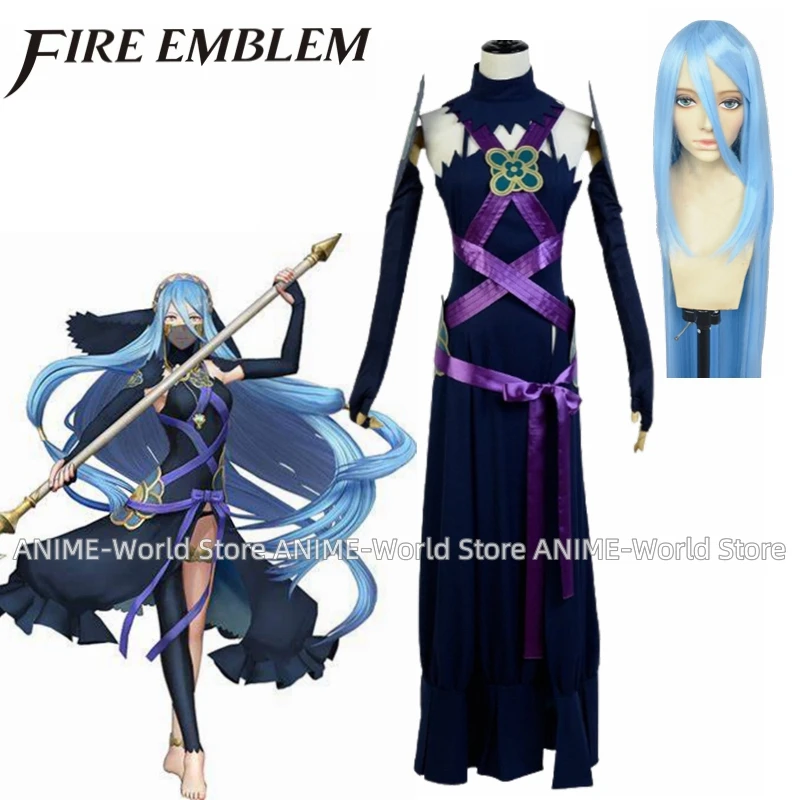Game Fire Emblem Fates Azura Dark Dress Cosplay Costume Custom Made Wig Halloween Costume Any Size