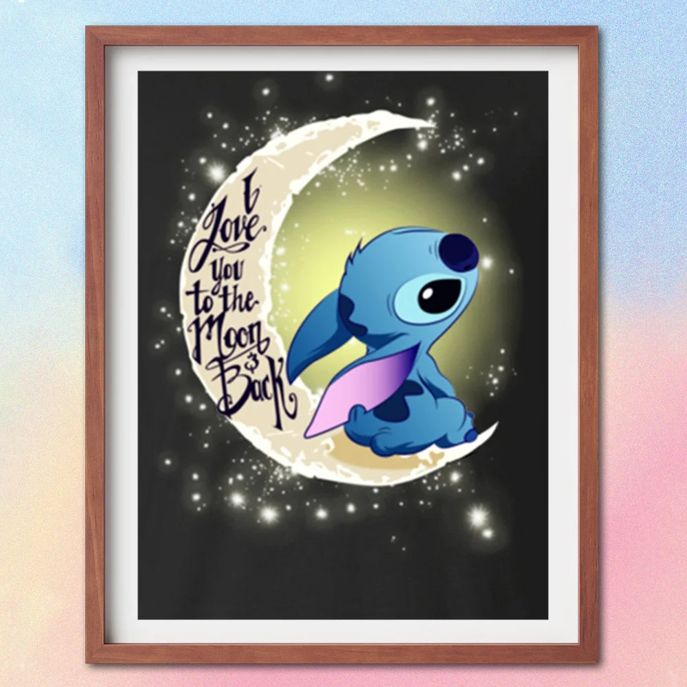

5D DIY Diamond Painting Disney Diamond Embroidery Kit Cartoon Lilo Stitch Moon Rhinestones Cross Stitch Home Decoration Gift