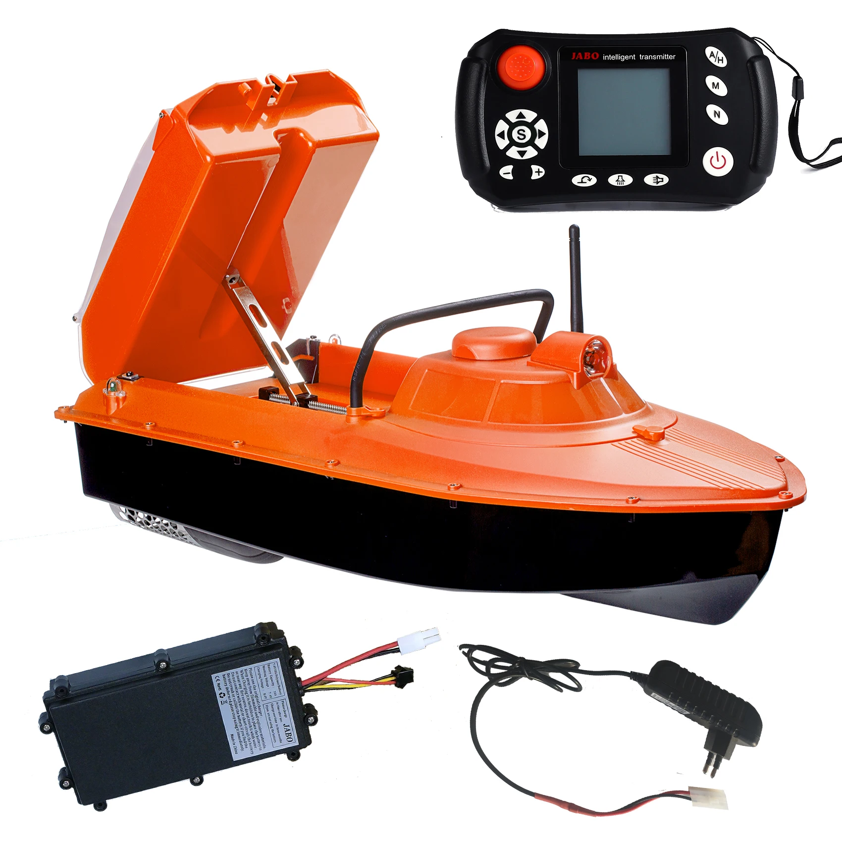 

US Warehouse JABO2BG-7.4V10A*2 Orange GPS Automatic Navigation Fish Finder Bait Boat