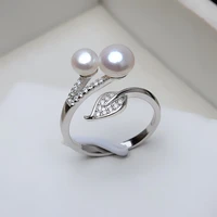 meibapj new arrival fashion real natural freshwater pearl 2 beads ring fine 925 sterling silver jewelry for women