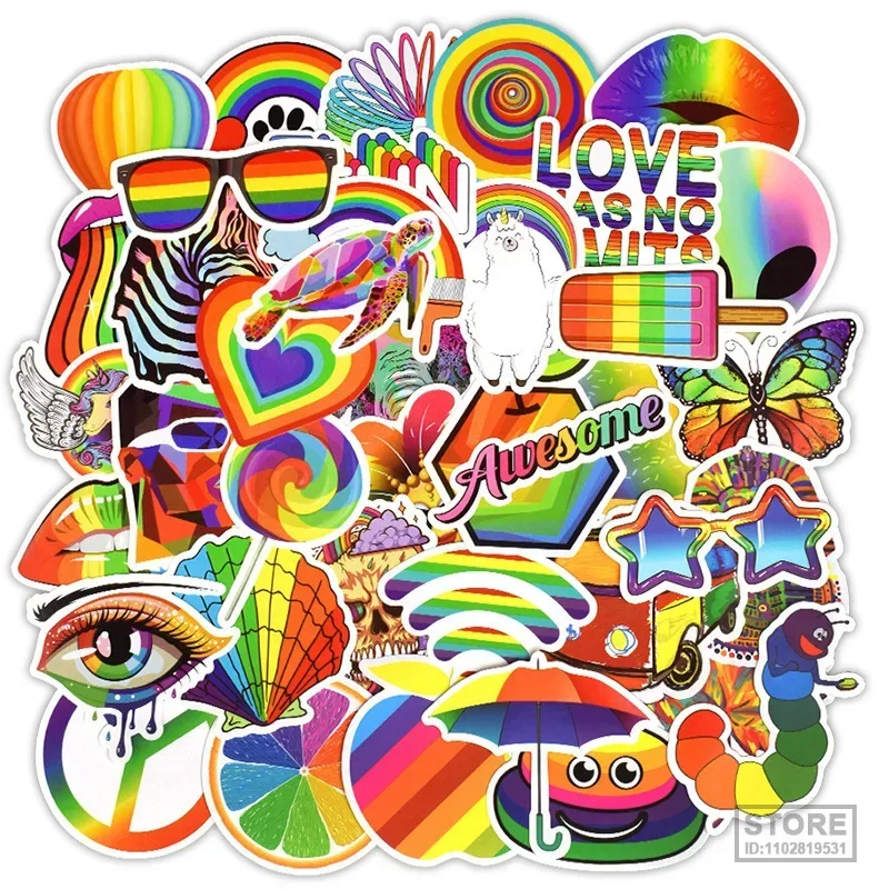 

50 шт./упаковка, водонепроницаемые радужные наклейки