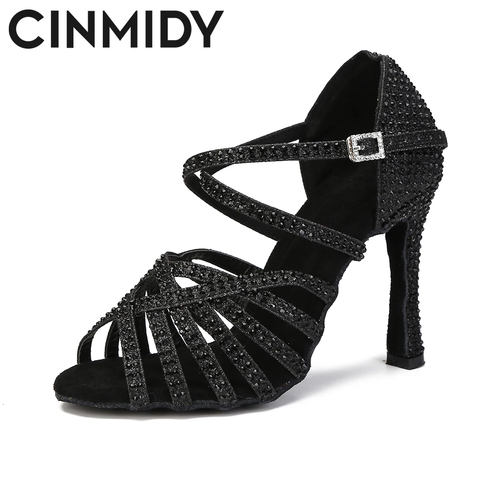 

CINMIDY Women's Latin Dance Shoes With Rhinestones Ballroom Dancing Shoes For Girls Salsa Tango Party Shoes Women Sneakers