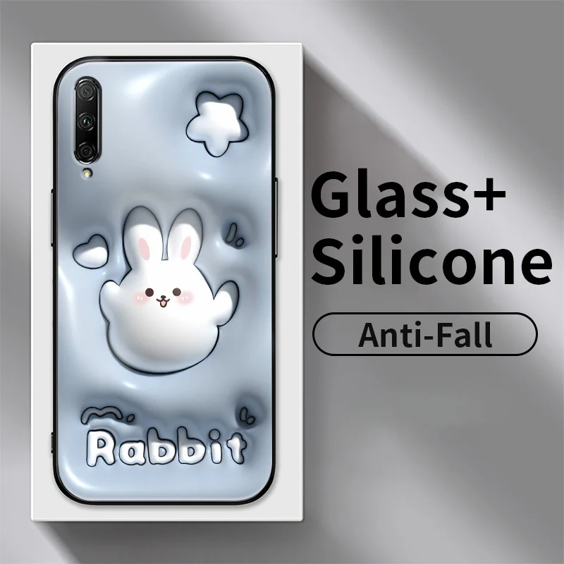 

For Honor 9X Pro Note 10 Play Play 3 V8 V9 Play V10 V20 V30 X10 X7 X8 X9 Huawei Y9S P Smart Pro Star Bunny Glass Phone Case