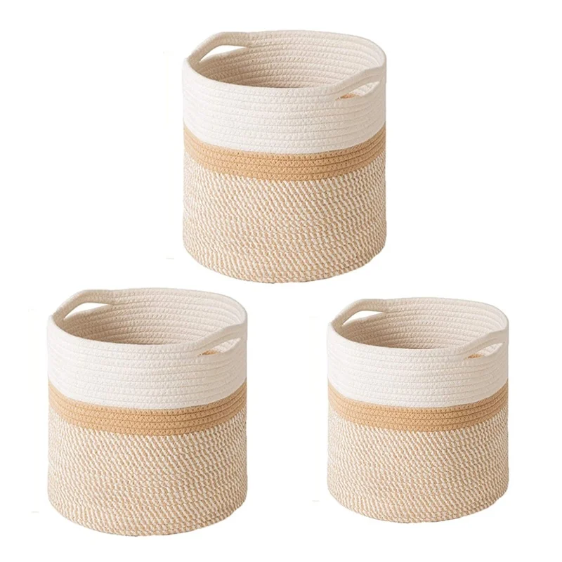 

Hand Woven Flower Pot Basket Laundry Closet Storage Bins Toys Storage Container Planter Holder Baby Nursery Organizer