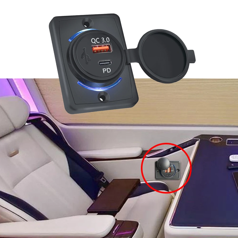 

Автомобильное зарядное устройство 18 Вт PD адаптер для зарядки розетка QC3.0 USB быстрая зарядка розетка с пылезащитной крышкой для 12-24 В автомоб...