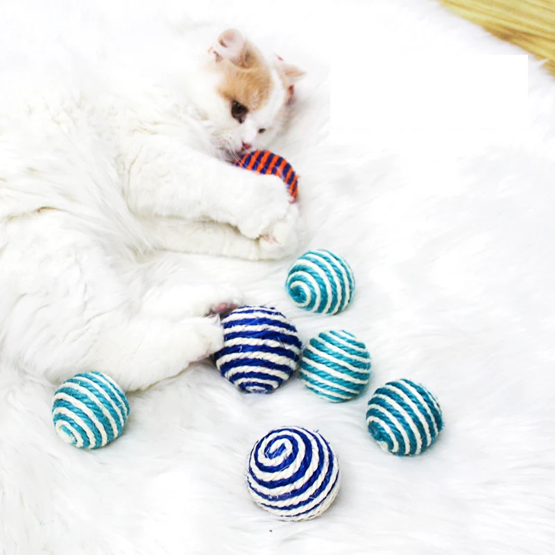 

Sisal Ball Cat Toy Grinding Claw Molar Interactive Throwing Game Pet Supplies Dog Accessories Applicable Kitten Random Color 4PC
