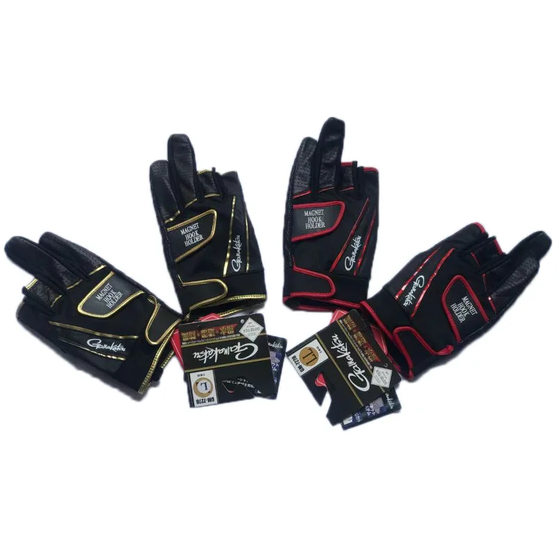 Gamakatsu Fishing Gloves Anti Slip 3 Finger Soft Leather Outdoor Sports Camping Hiking Cycling Wear-resistant Gloves for Man