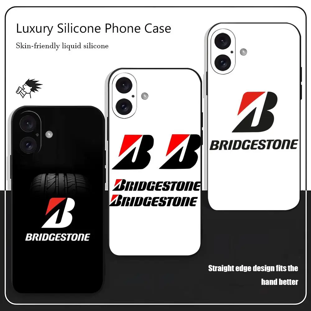Фото B-Bridgestone Fashion Cool чехол для телефона для iPhone 17 16 15 14 13 12 X XR XS 8 Plus Mini Pro Max, мягкий черный ударопрочный чехол. №1