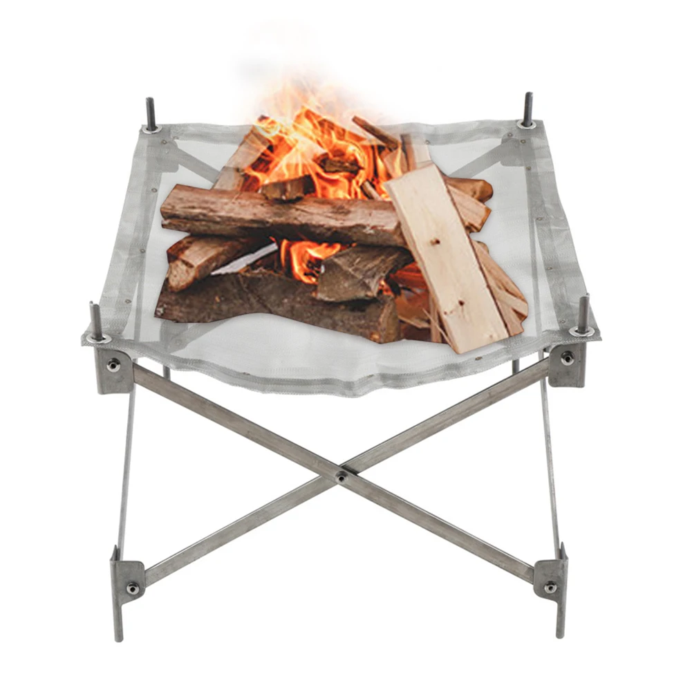 

Stainless Steel Camping Campfire Rack Foldable Mesh Fire Pit BBQ Tools for Smoked Chicken Fish Meat Perfect Tools