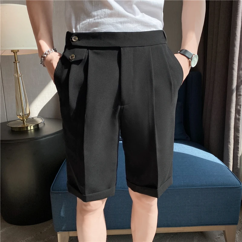 

Bermuda Masculina Summer Thin Drape Shorts For Men Clothing 2022 Slim Fit Knee Length Elastic Waist Business Casual Short Homme