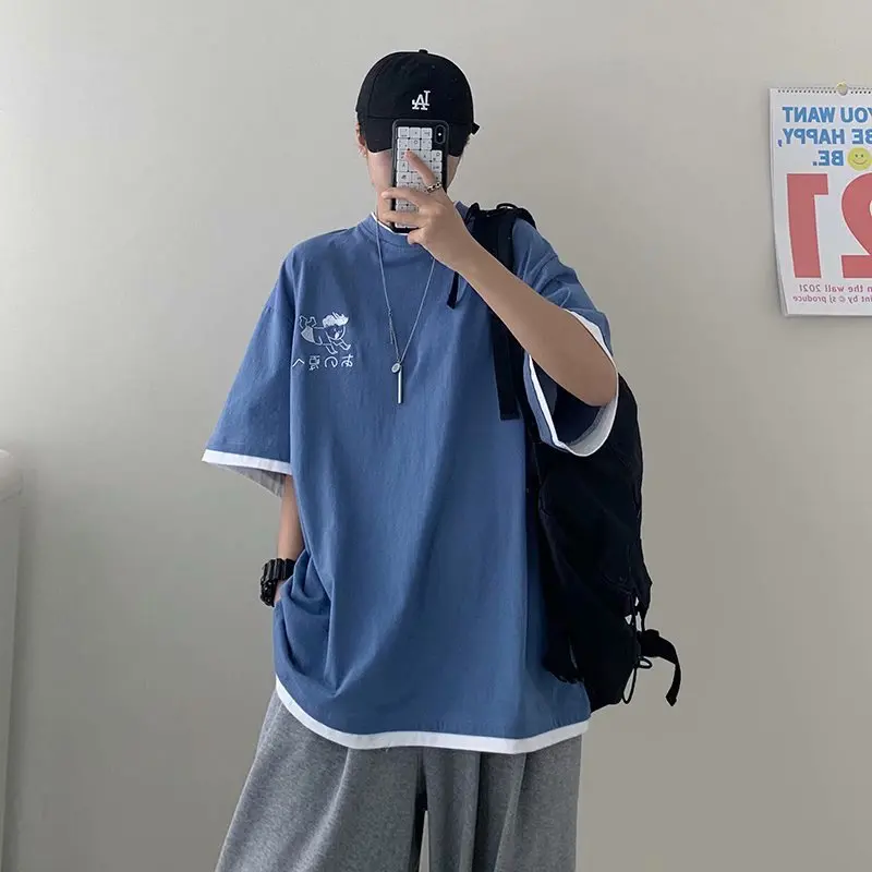 

Summer New Loose Short Sleeve T-shirt Men's Student T-shirt Bottomed Shirt Style Round Neck Short Sleeve Streetwear Men