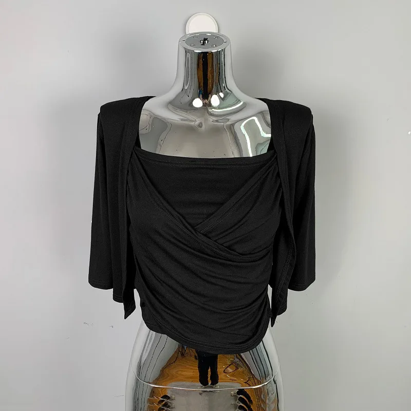 Эластичный удобный однотонный облегающий пикантный и модный плиссированный