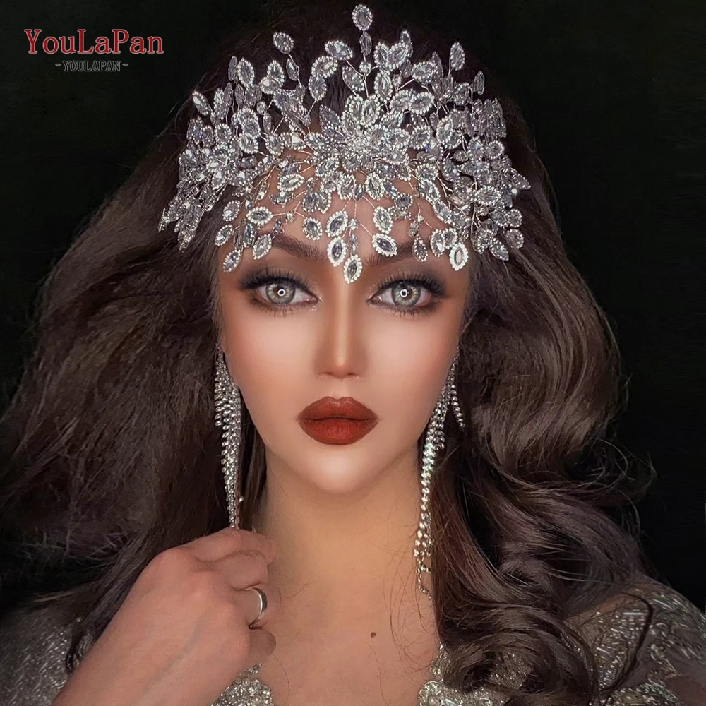 

YouLaPan HP428 Crystal Bridal Crown Woman Hair Accessories Wedding Headpiece Handmade Brides Headwear Shiny Pageant Headdress