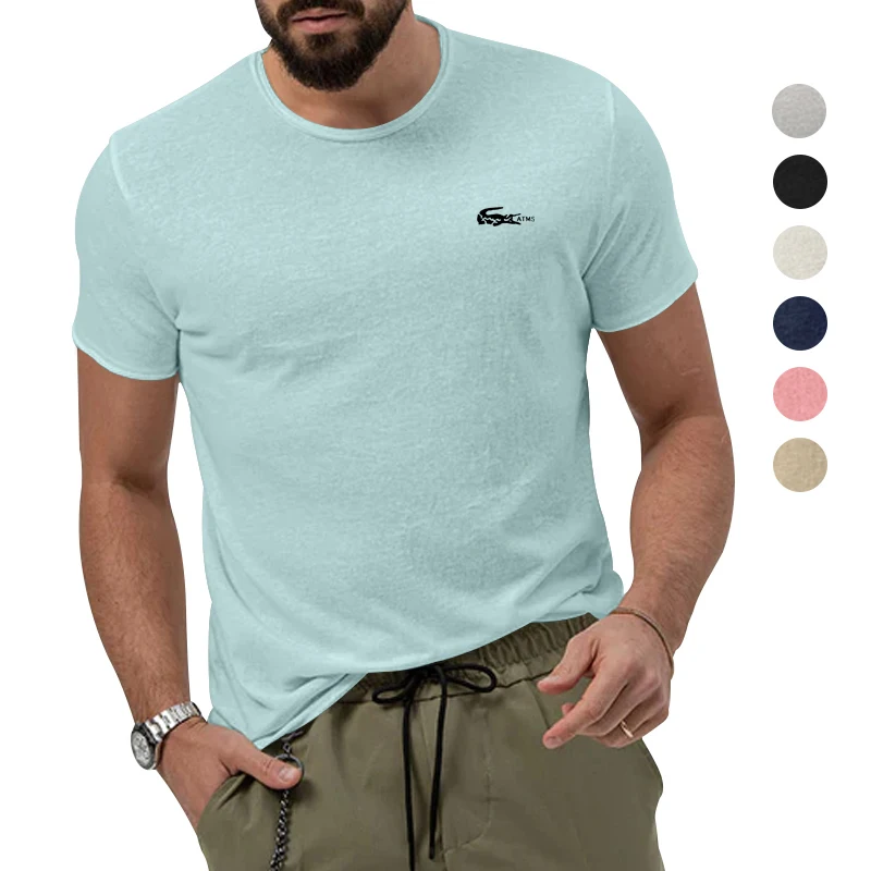 

2023 New Men's Slim Fit Round Neck Short Sleeve Casual High Quality Summer Quick Drying