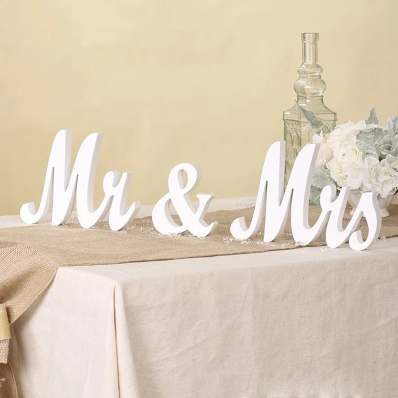 

Свадебное украшение «Мистер и миссис», 1 комплект, деревянные буквы, знак, настольное украшение, просто свадьба, вечеринка, домашний декор