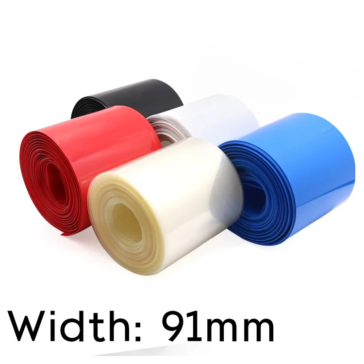Width 90mm PVC Heat Shrink Tube Dia 58mm Lithium Battery Insulated Film Wrap Protection Case Pack Wire Cable Sleeve Colorful