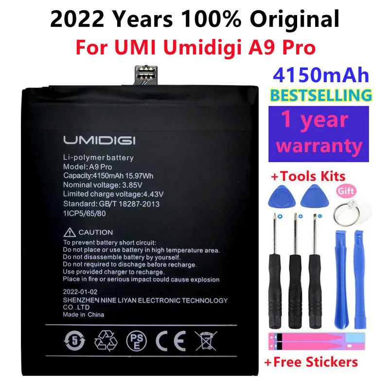 

2022 год, 100% оригинальный аккумулятор для UMI Umidigi A9 Pro, батарея для UMIDIGI A9 Pro A9Pro, 4150 мАч, аккумулятор для телефона