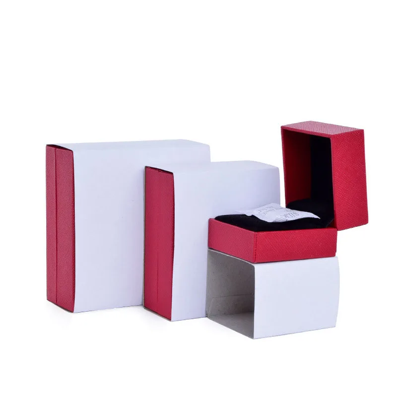 Spot Wholesale Vellum Jewelry Box Flip Grid Pattern Engagement Ring Box Pendant Bracelet Necklace Gift Box