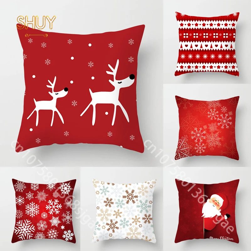 

Elk Snowflake Pillow Case Christmas Home Sofa Decoration Santa Claus Cushion Cover Bed Chair Car Seat Xmas Decor Pillowcase