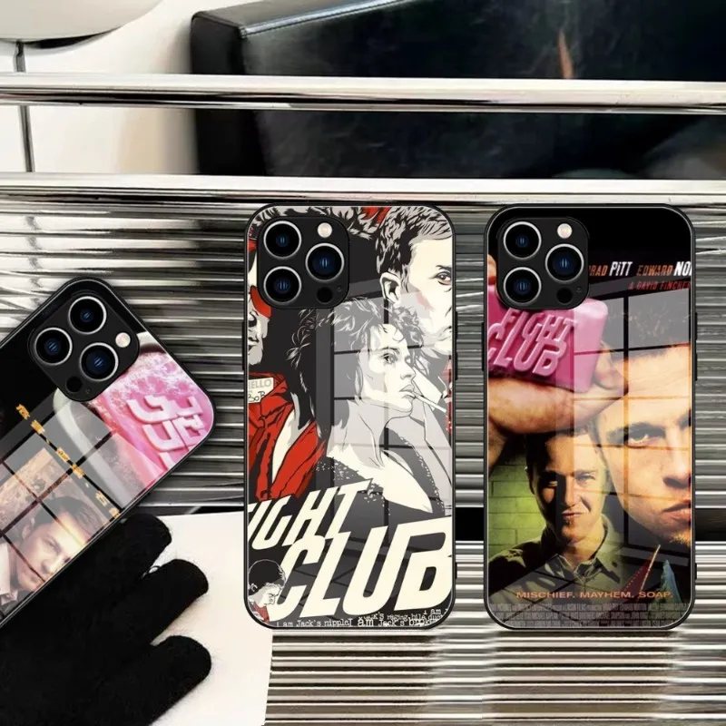 

Fight Club Movie Poster Phone Case Tempered Glass FOR IPhone 14 13 11 12 Pro 8 7 Plus X 13 Pro MAX XR XS MINI Covers