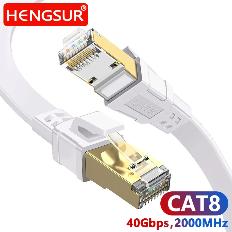 Ethernet-кабель HENGSUR CAT8, 40 Гбит/с, 2000 МГц, RJ45,3м, 5м, 10 м, 20 м, 30 м