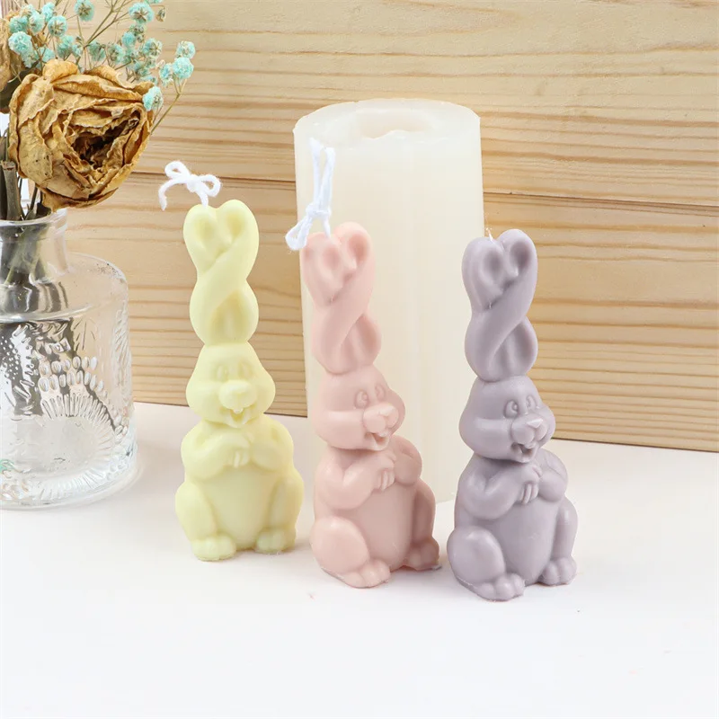 

Braided Ears Rabbit Animal Candle Mold DIY Easter Bunny Soap Aromatherapy Resin Plaster Making Mould Home Decor Gift