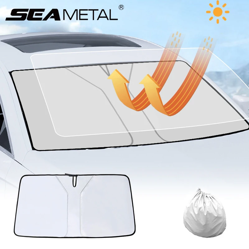 SEAMETAL Car Windshield Sun Shade Covers Front Window Sunscreen Sun Visors Heat Insulation Sunshade Parasol for Car Accessories