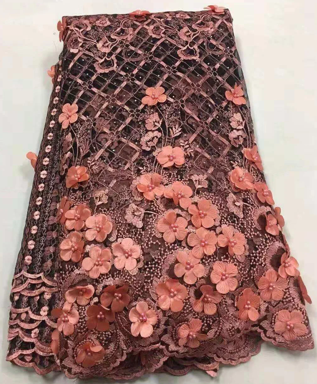 

African Lace Fabric 2021 High Quality 3D Lace French Net Lace Fabrics 2021 African Nigerian Lace Fabrics For Wedding Z84