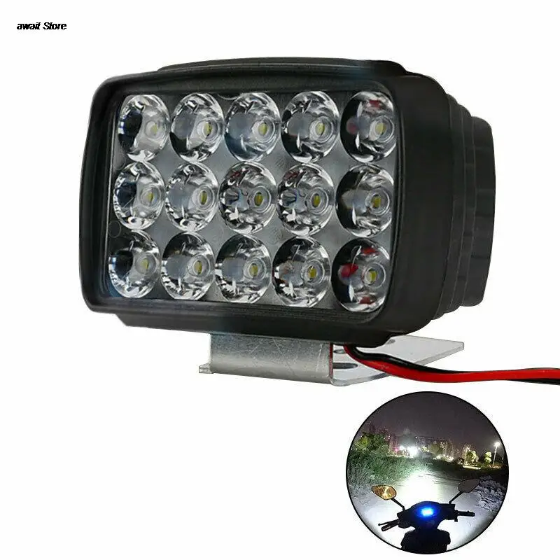 

1Pc Nieuwe Motorfiets Koplamp Spot Light 15 Led 1500LM Voor Motorfietsen Motos Atv Utv Scooter Verlichting 12V