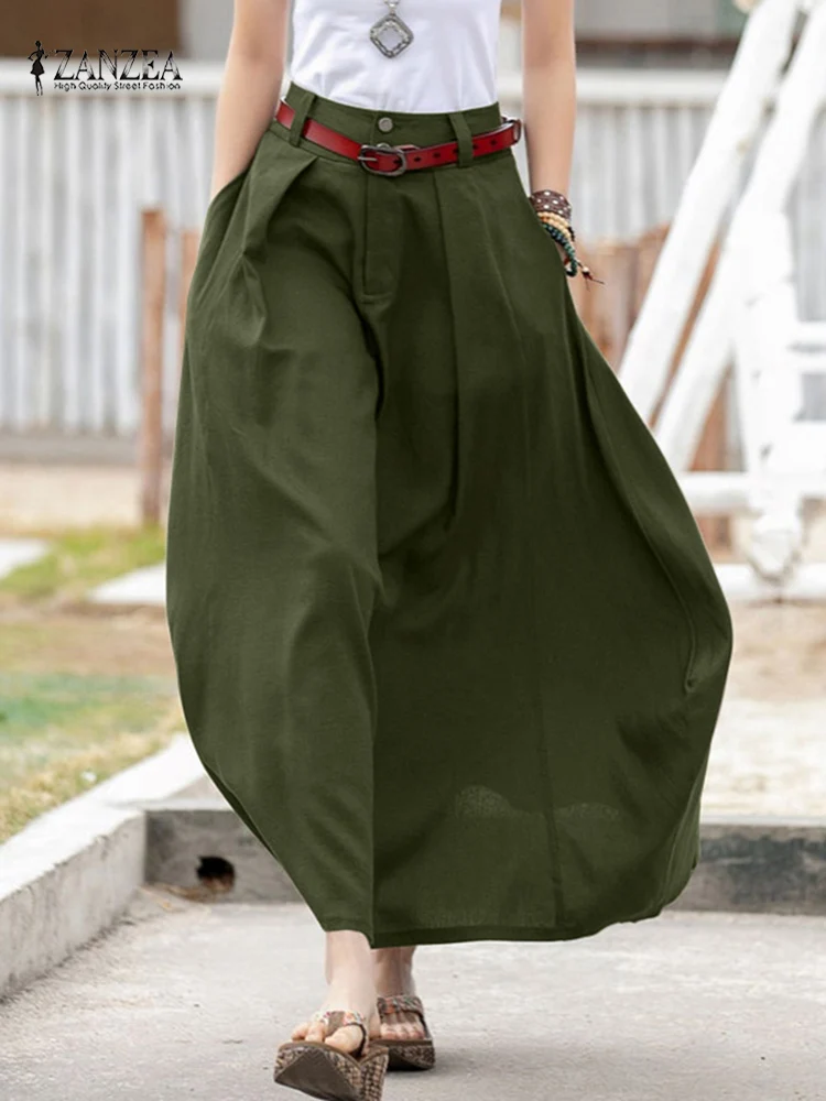 

ZANZEA Spring Solid Casual Women Skirt A Line Pocket High Waist Maxi Dress Femme Fashion Pocket Holiday Party Long Sundress 2022