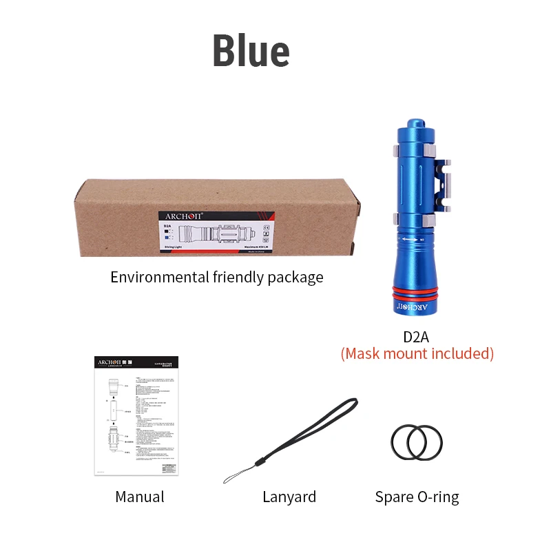 

ARCHON D2A Зеркальная лампа для дайвинга Фонарик для подводного плавания Фонарик для дайвинга Подводный 100 м Запчающая лампа для шлема для дайвинга Запасное освещение для дайвинга