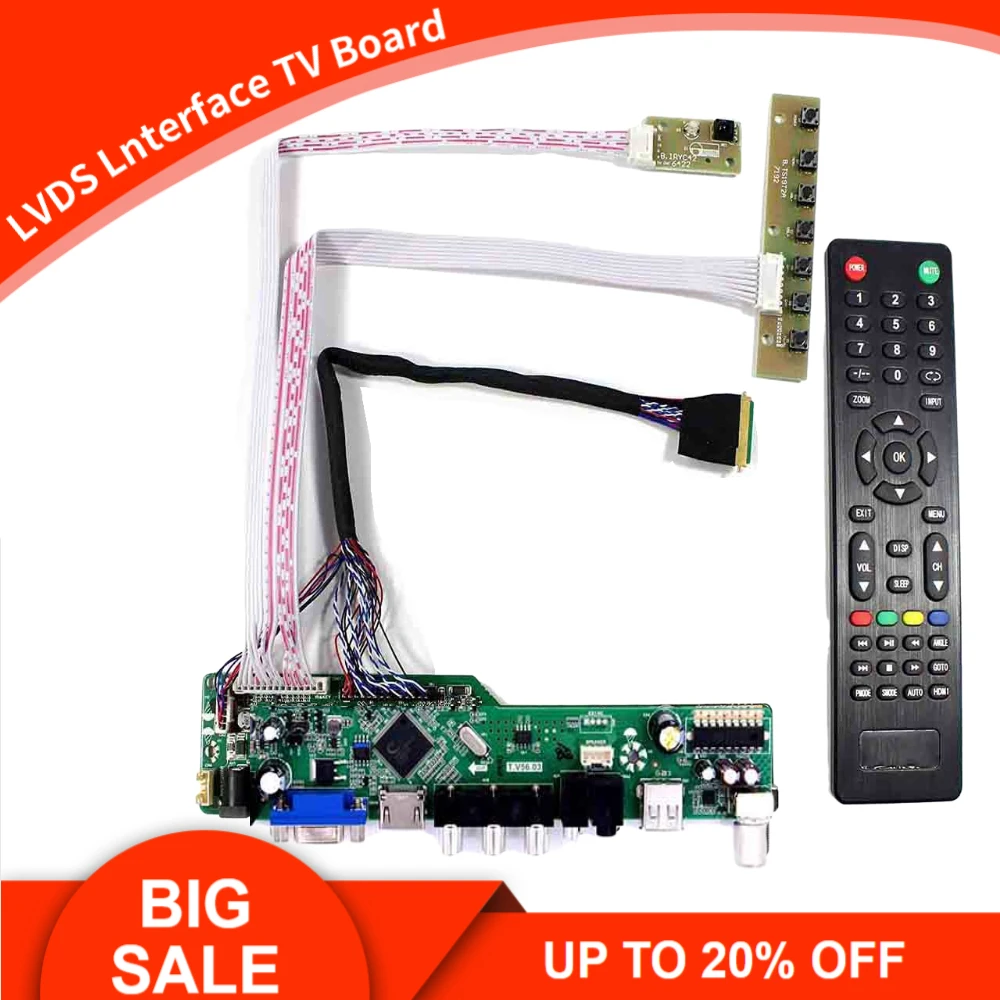 

New TV56 Kit For N156B6 N156B6-L03/L04/L05/L06/L07/L08/L10/L0A/L0B/L0D TV+HDMI+VGA+AV+USB LCD LED Screen Controller Board Driver