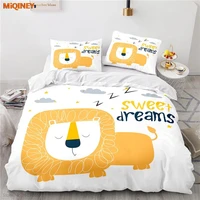 miqiney 3d cartoon cute lion pattern duvet cover sets pillowcase bedding set single double twin full queen king bedroom decor