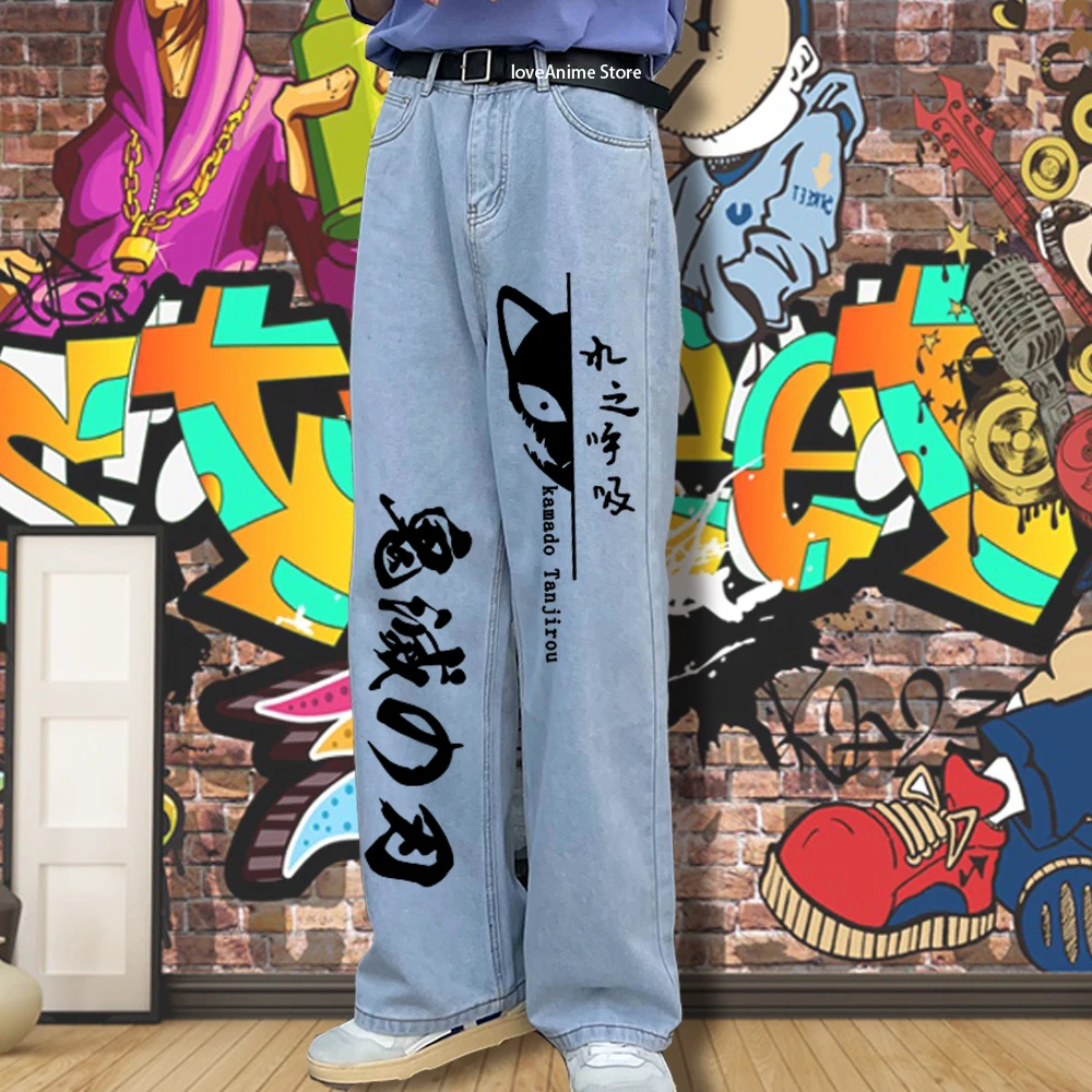 Мужские джинсы с принтом рассекающий демонов в стиле хип-хоп - купить по выгодной