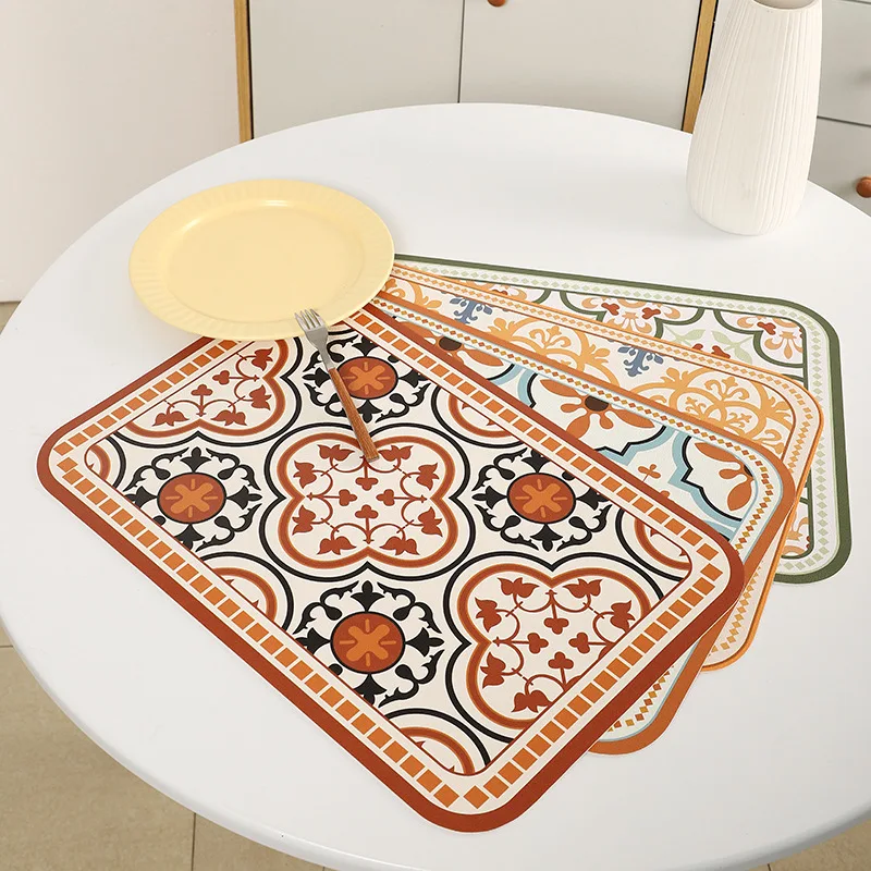 

Retro Leather Placemat Oil-proof and Waterproof Simple Western Placemat American Light Luxury Table Heat Insulation Coaster