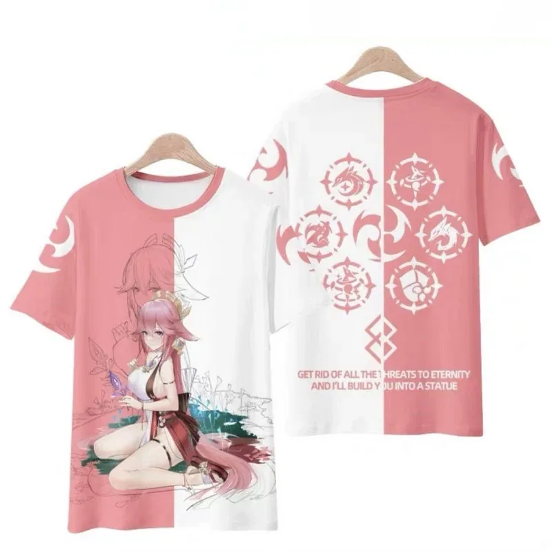 Yae Miko-Women's Genshin Impact 3D футболки игровые Уличная Повседневная одежда Camiseta extragrande Y2K
