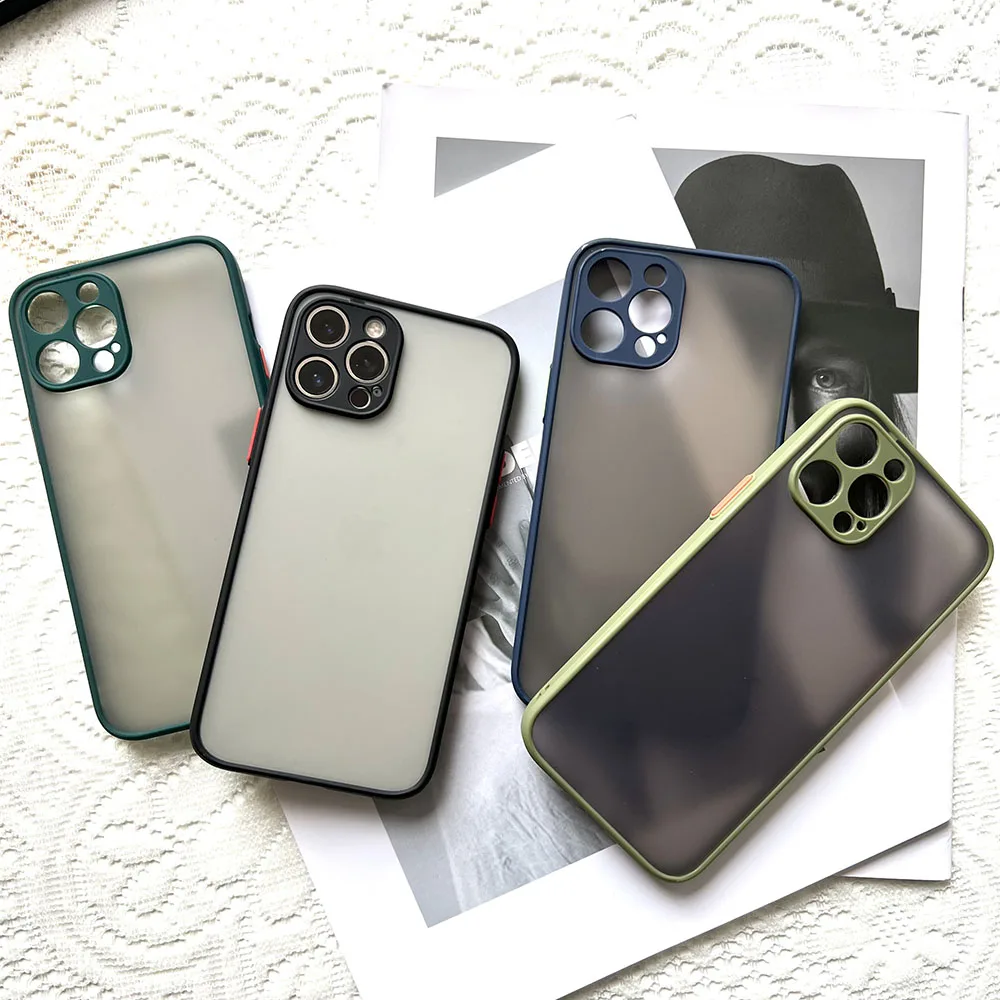 

For iPhone 13 Pro Max Shockproof Bumper Clear Phone Case For iPhone 12 11 Pro Max XR X XS 7 8 Plus Soft Silicon Matte Hard Cover