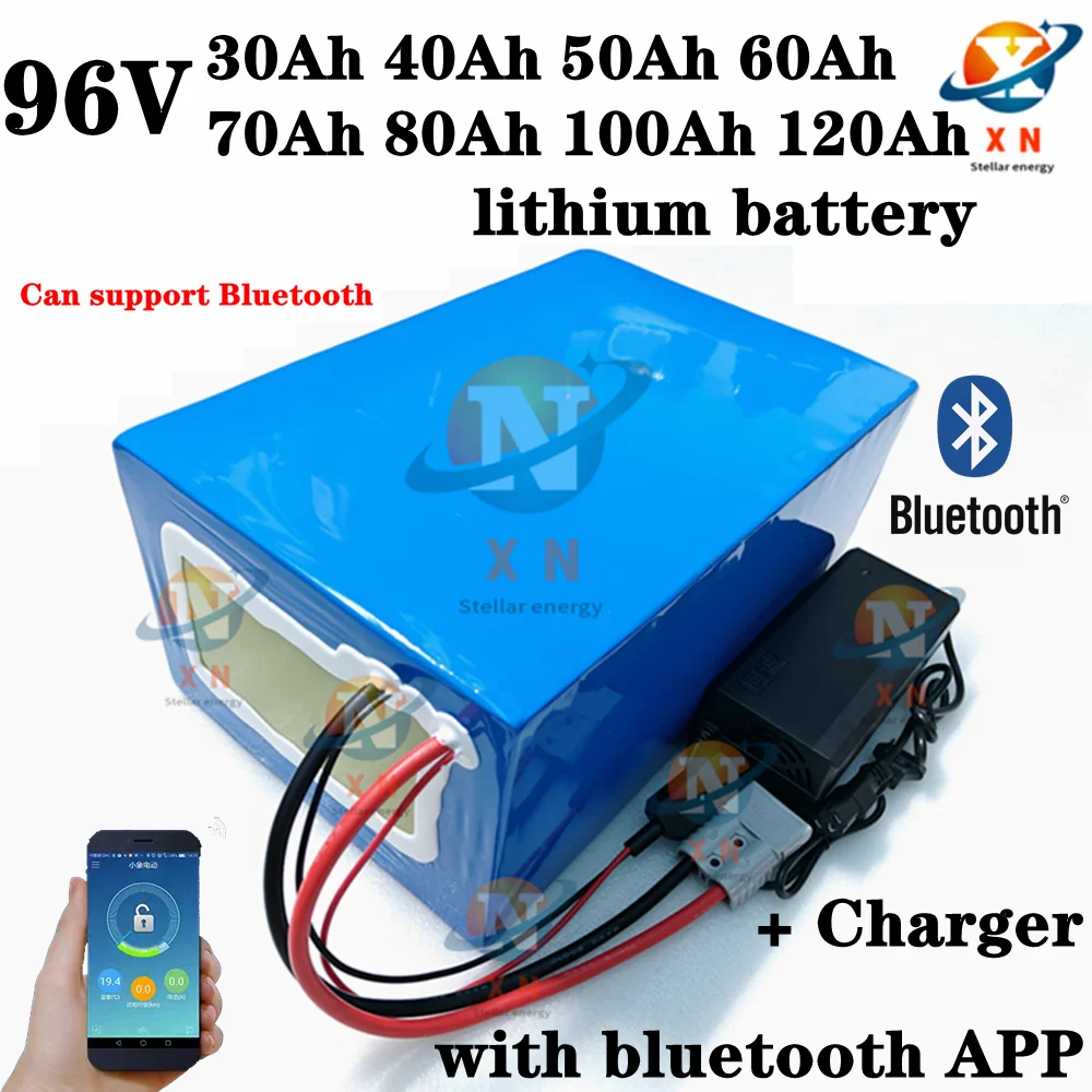 Литий-ионная батарея 50 Ач 96 В 80 5000 30 bluetooth приложение BMS для мотора робота скутера