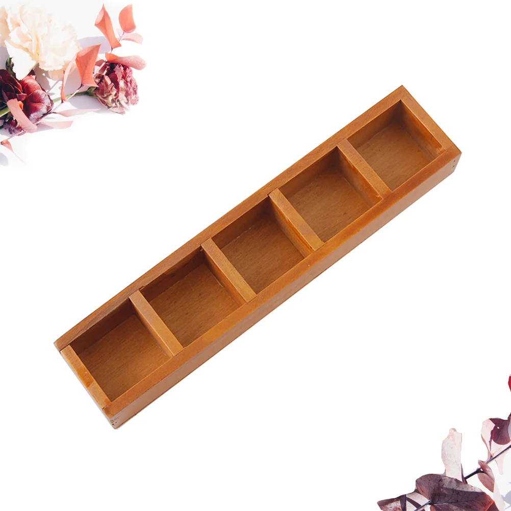 

Storage Wooden Box Tea Organizer Wood Container Desk Dividers Bamboo Desktop Drawer Tray Compartments Organiser Rectangular Bins